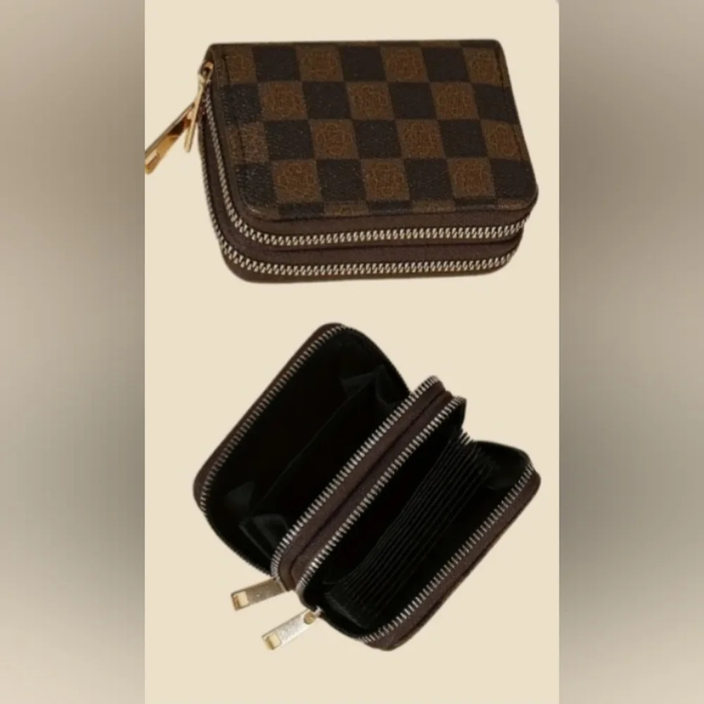 Brown Monogram Checkerboard Wallet Zip Zippy Around Double Zip Walet Brown/Black - Picture 4 of 16